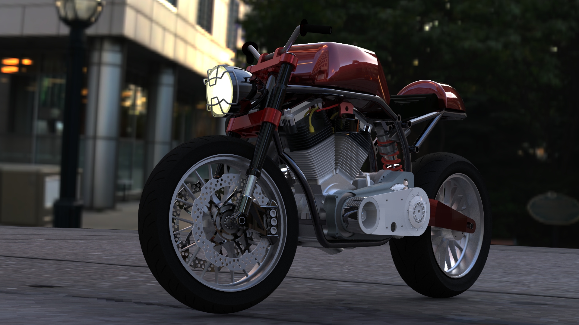 摩托车custom-naked-motorcycle-SolidWorks2010-stp-igs格式
